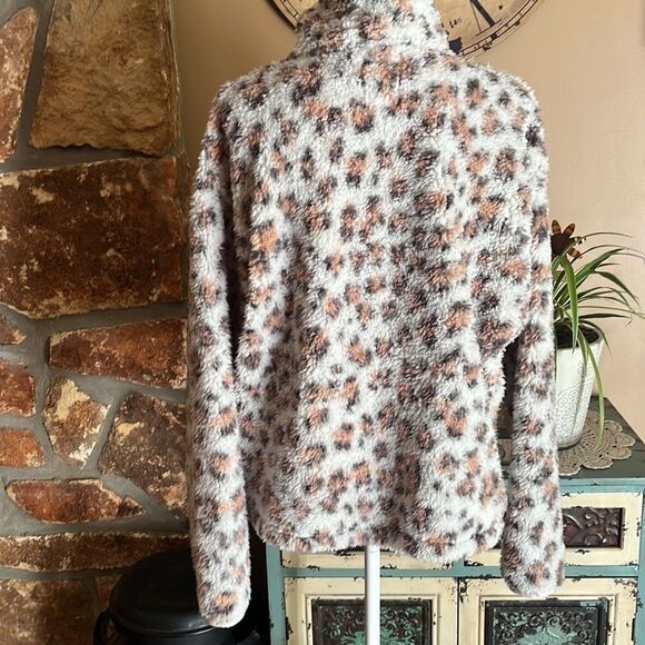 SO Cozy Softest Sherpa Pink Gray Animal Print 1/4-Zip Jacket Juniors Sz XXL - Picture 8 of 14